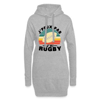 Je peux pas j ai Rugby Humour cadeau - Sweat-shirt à capuche long Femme - gris chiné - Devant