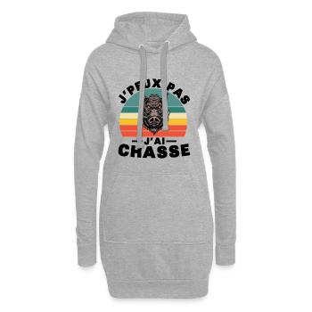 Je peux pas j ai Chasse Humour cadeau - Sweat-shirt à capuche long Femme - gris chiné - Devant