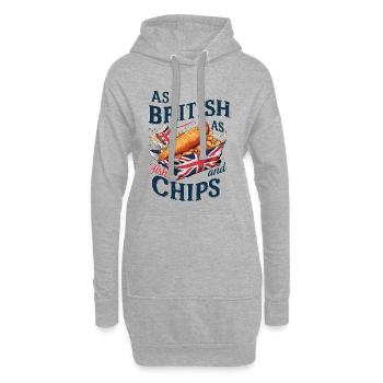 British Pride Fish and Chips Union Jack Design - Hoodie-Kleid - Grau meliert - Vorne