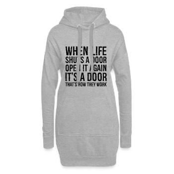 quand la vie ferme une porte - Sweat-shirt à capuche long Femme - gris chiné - Devant