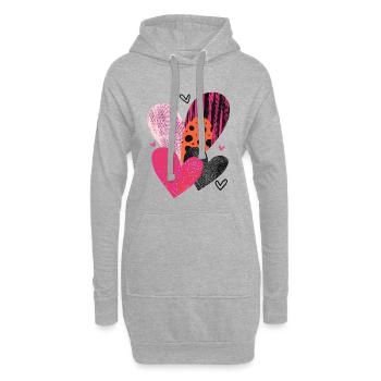 Herzen Liebe Valentinstag Herzmuster Geschenk - Hoodie-Kleid - Grau meliert - Vorne
