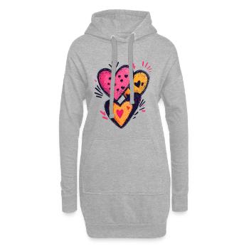 Herzen Valentinstag Herzmuster Liebe Geschenk - Hoodie-Kleid - Grau meliert - Vorne