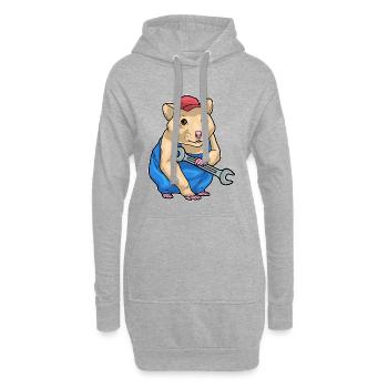 Clé mécanique hamster - Sweat-shirt à capuche long Femme - gris chiné - Devant