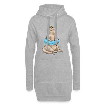 Otter Schwimmen Schwimmring Sommer - Hoodie-Kleid - Grau meliert - Vorne