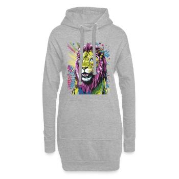 Bunte abstrakte Löwe mutige lebendige Tierkunst - Hoodie-Kleid - Grau meliert - Vorne