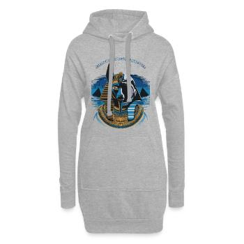 Himmlisches Anubis-Hybrid-Design - Hoodie-Kleid - Grau meliert - Vorne