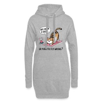 Drôle de dicton de yoga pour chat - « Est-ce que je le fais bien ? » - Sweat-shirt à capuche long Femme - gris chiné - Devant