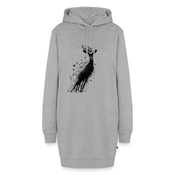 Sombre Gothique Cerf Champignons Racines Fantasy Esthétique - Sweat-shirt à capuche long Femme - gris chiné - Devant