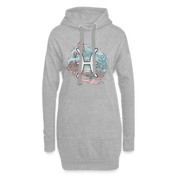 Fische Sternzeichen - Unterwasser Astrologie - Hoodie-Kleid - Grau meliert - Vorne