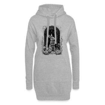 Hasenmotiv Boho Hase Frühling Bohemian Cottagecore - Hoodie-Kleid - Grau meliert - Vorne