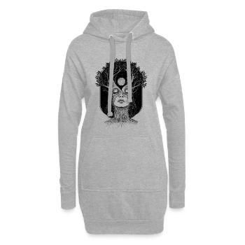 Boho Baum Frau Gaea Abstrakt Grafik Mystisch - Hoodie-Kleid - Grau meliert - Vorne