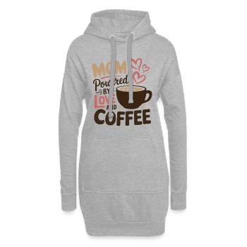 Mama Angetrieben von Liebe und Kaffee | Lustiges Hemd - Hoodie-Kleid - Grau meliert - Vorne