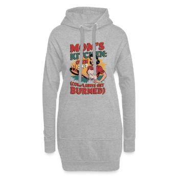 Mamas Küchenhemd | 24/7 geöffnet Lustiges Design - Hoodie-Kleid - Grau meliert - Vorne