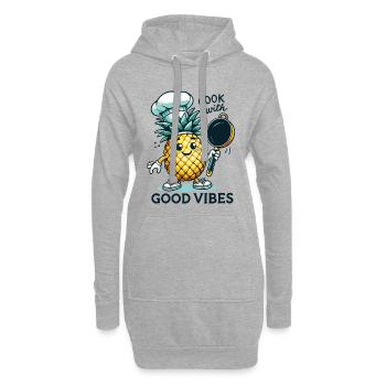 Cuisinez avec joie Ananas Chef Happy Cooking - Sweat-shirt à capuche long Femme - gris chiné - Devant