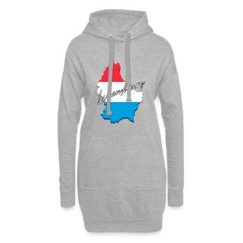 Flagge von Luxemburg, Luxemburger Stolz - Hoodie-Kleid - Grau meliert - Vorne