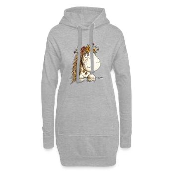 Drolliges Pferd Blumenkranz Cartoon - Hoodie-Kleid - Grau meliert - Vorne