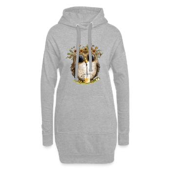 Eule mit Sonnenbrille Und Limonade - Hoodie-Kleid - Grau meliert - Vorne