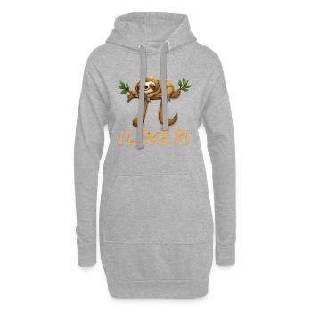 Lustiges Faultier schläft auf Pi Symbol Mathematik - Hoodie-Kleid - Grau meliert - Vorne