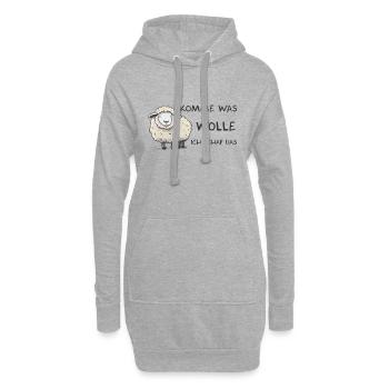 Komme was wolle ich Schaf das Schaf Wolle - Hoodie-Kleid - Grau meliert - Vorne