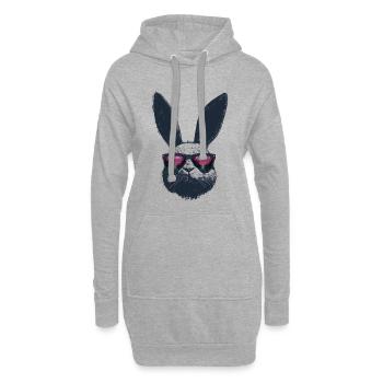 Retro Hase Sonnenbrille Synthwave Gaming Geschenk - Hoodie-Kleid - Grau meliert - Vorne