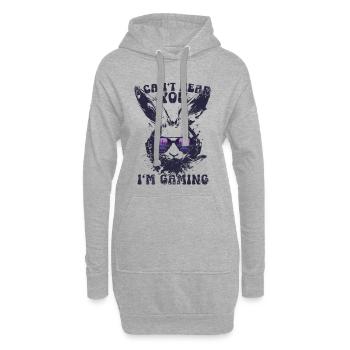 Je ne t’entends pas, je joue Casque rétro Hase - Sweat-shirt à capuche long Femme - gris chiné - Devant