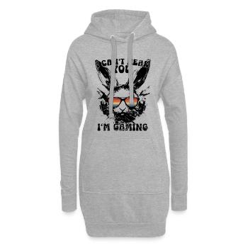 Je ne t’entends pas, je joue avec des lunettes de soleil Bunny - Sweat-shirt à capuche long Femme - gris chiné - Devant