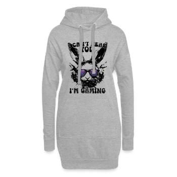 Je ne t’entends pas, je joue gamer lapin cadeau - Sweat-shirt à capuche long Femme - gris chiné - Devant