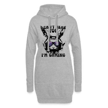 Je ne t’entends pas, je joue à la synthwave rétro Bunny - Sweat-shirt à capuche long Femme - gris chiné - Devant