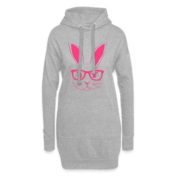 Kaninchen Brille Bunny Hasenohren Hase Geschenk - Hoodie-Kleid - Grau meliert - Vorne