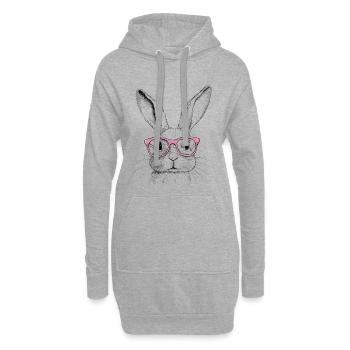 Hasenohren Bunny Brille Kaninchen Hase Geschenk - Hoodie-Kleid - Grau meliert - Vorne