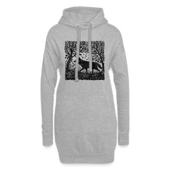 Wolf Wald Natur Wildnis Holzschnitt Geschenk - Hoodie-Kleid - Grau meliert - Vorne