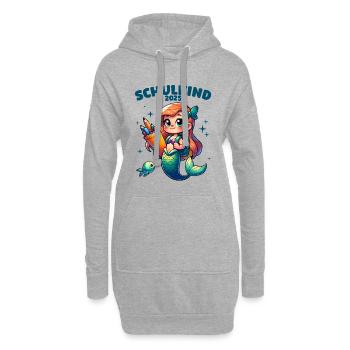 Schulkind 2025 Meerjungfrau Mädchen Einschulung - Hoodie-Kleid - Grau meliert - Vorne