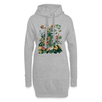 Wildflower Meadow - Lebendige botanische Naturkunst - Hoodie-Kleid - Grau meliert - Vorne