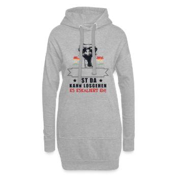 Es Eskaliert Eh! Strauß Name Personalisierbar - Hoodie-Kleid - Grau meliert - Vorne