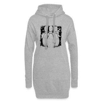 Bowling Pins Zeichnung - Hoodie-Kleid - Grau meliert - Vorne