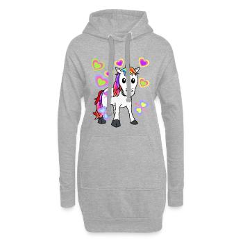 Licorne Licornes Enfants Enfant Bébé Coeurs - Sweat-shirt à capuche long Femme - gris chiné - Devant