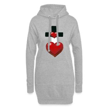 Kreuz Kreuze Herz Herzen - Hoodie-Kleid - Grau meliert - Vorne