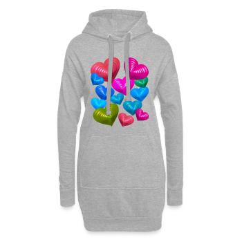 Bunte Herzen Herz Valentin Valentinstag - Hoodie-Kleid - Grau meliert - Vorne