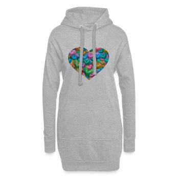 Coeurs Coeurs Saint-Valentin - Sweat-shirt à capuche long Femme - gris chiné - Devant