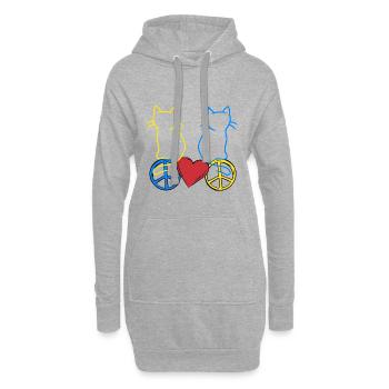 Katzen Peace Herz Frieden Ukraine Retro - Hoodie-Kleid - Grau meliert - Vorne