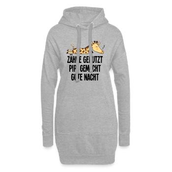 Giraffe Gute Nacht Witzig Zähne Geputzt Geschenk - Hoodie-Kleid - Grau meliert - Vorne