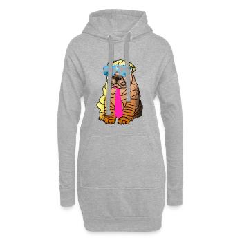 Chien carlin mignon portant des lunettes de soleil et une cravate - Sweat-shirt à capuche long Femme - gris chiné - Devant