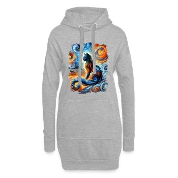 Chat dans un style artistique et abstrait - Sweat-shirt à capuche long Femme - gris chiné - Devant