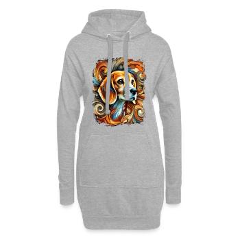 Beagle dans un style artistique et abstrait - Sweat-shirt à capuche long Femme - gris chiné - Devant