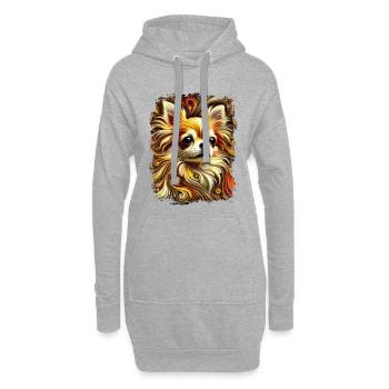 Chihuahua im kunstvollen und abstrakten Stil - Hoodie-Kleid - Grau meliert - Vorne
