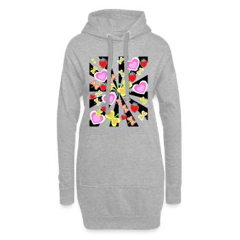 Fraise Insectes Coeur Papillons Été - Sweat-shirt à capuche long Femme - gris chiné - Devant