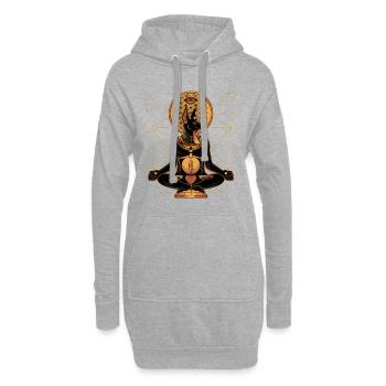 Anubis Égypte ancienne Géométrie sacrée Balance - Sweat-shirt à capuche long Femme - gris chiné - Devant