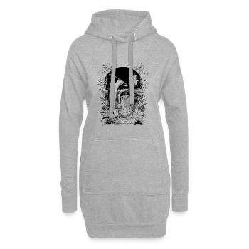 Dessin de tuba - Sweat-shirt à capuche long Femme - gris chiné - Devant