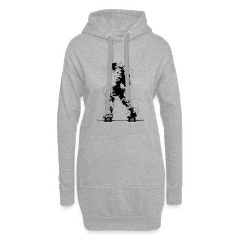 Roller Skater Zeichnung - Hoodie-Kleid - Grau meliert - Vorne
