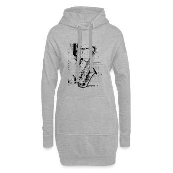 Graphismes de Saxophone Player - Sweat-shirt à capuche long Femme - gris chiné - Devant